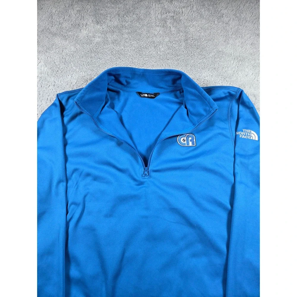 The‎ North Face Quarter Zip Pullover XL Blue Mens CR Patch Logo Activewear